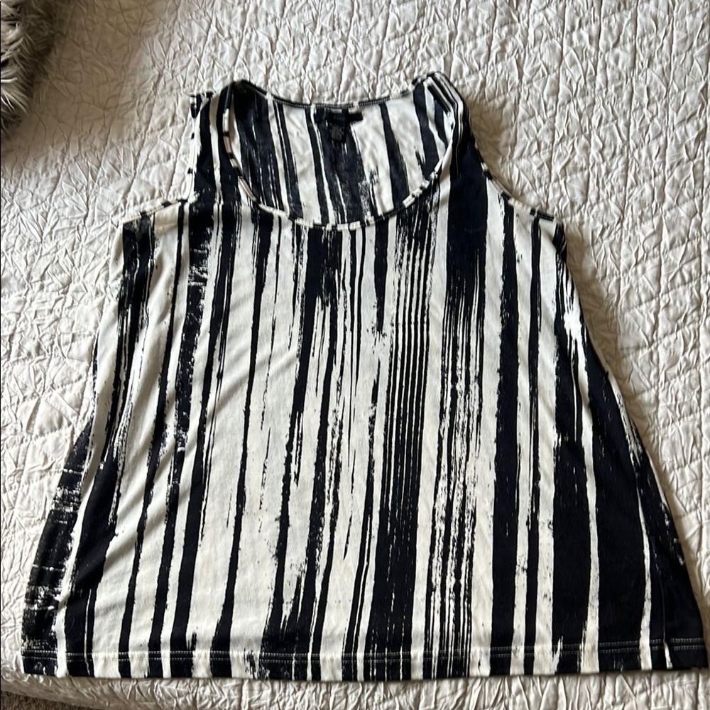 Kenneth Cole New York Black and White Striped Tank Top